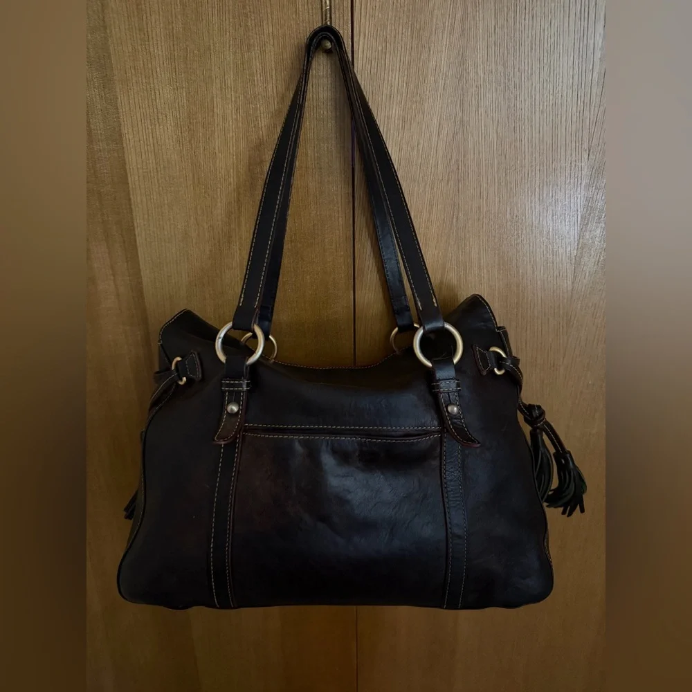 Dooney & Bourke Florentine Smith Leather Pocket Shoulder Bag - Picture 12 of 15